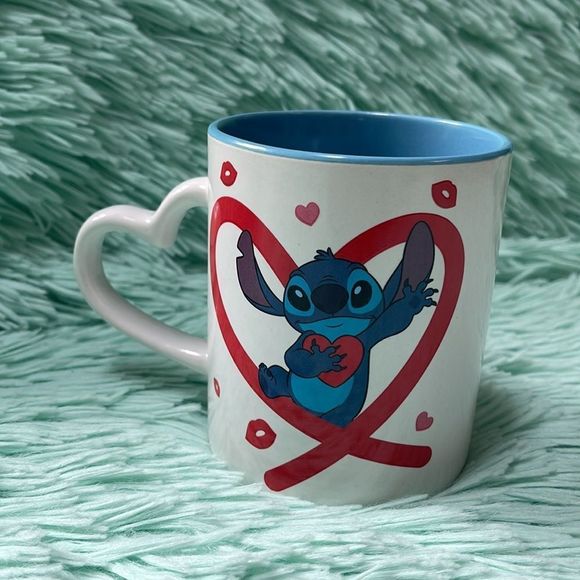 Stitch and Angel ceramic mug heart handle 14 oz - Picture 7 of 8